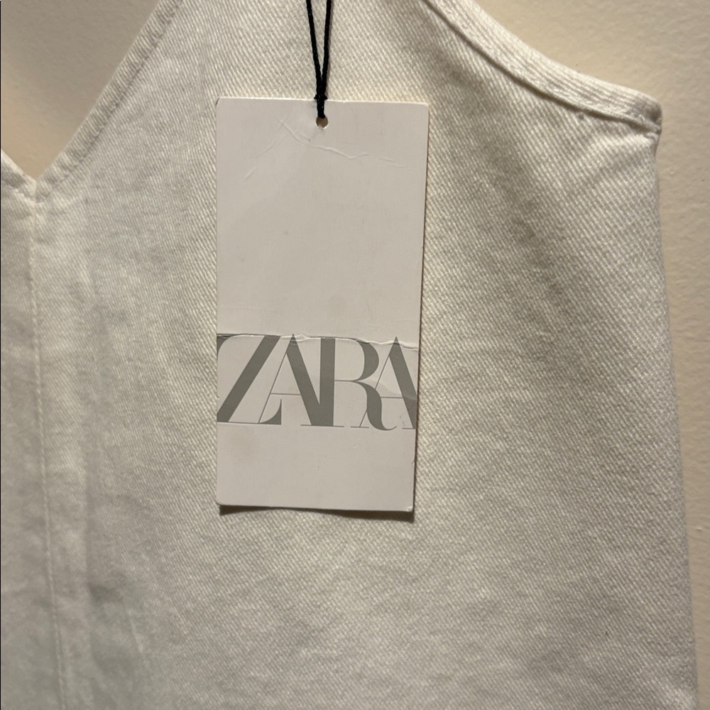 ZARA White Denim Crisscross Back Romper - Picture 5 of 10
